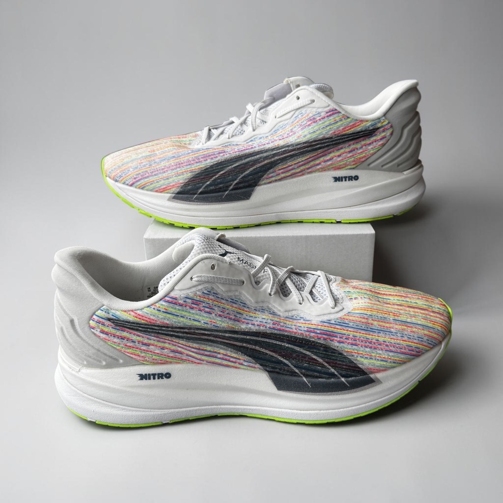 Puma Magnify Nitro Spectra White Multicolor Running Shoes Mens 11 195417-01